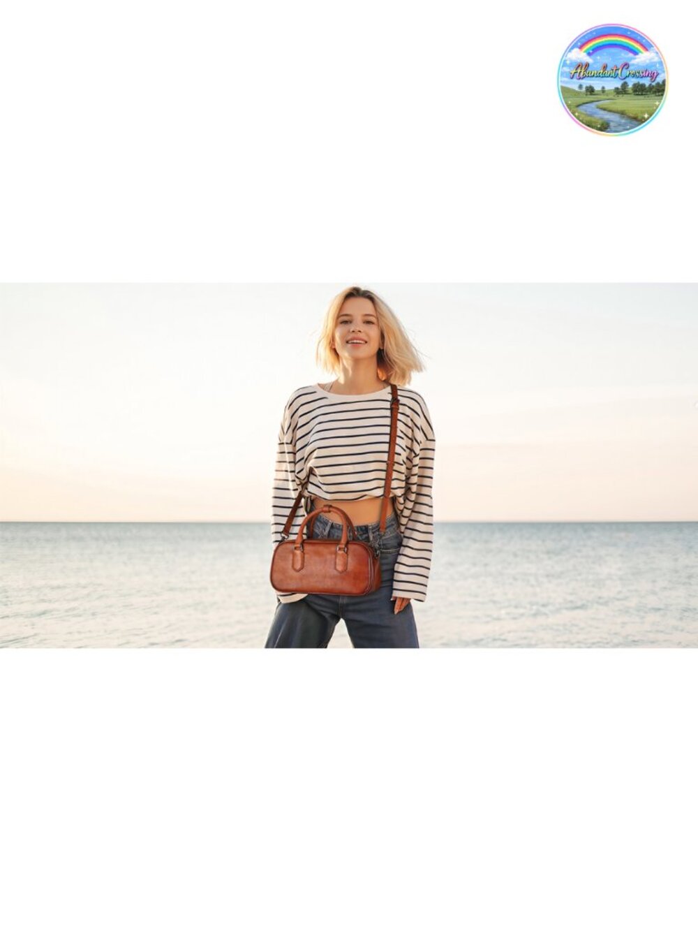 Genuine Leather Crossbody Bag Small Shoulder Purse Adjustable Strap - Picture 5 of 5